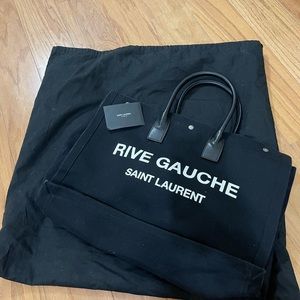 SAINT LAURENT
Rive Gauche Cabas Canvas Tote Bag PRINTED CANVAS AND LEATHER